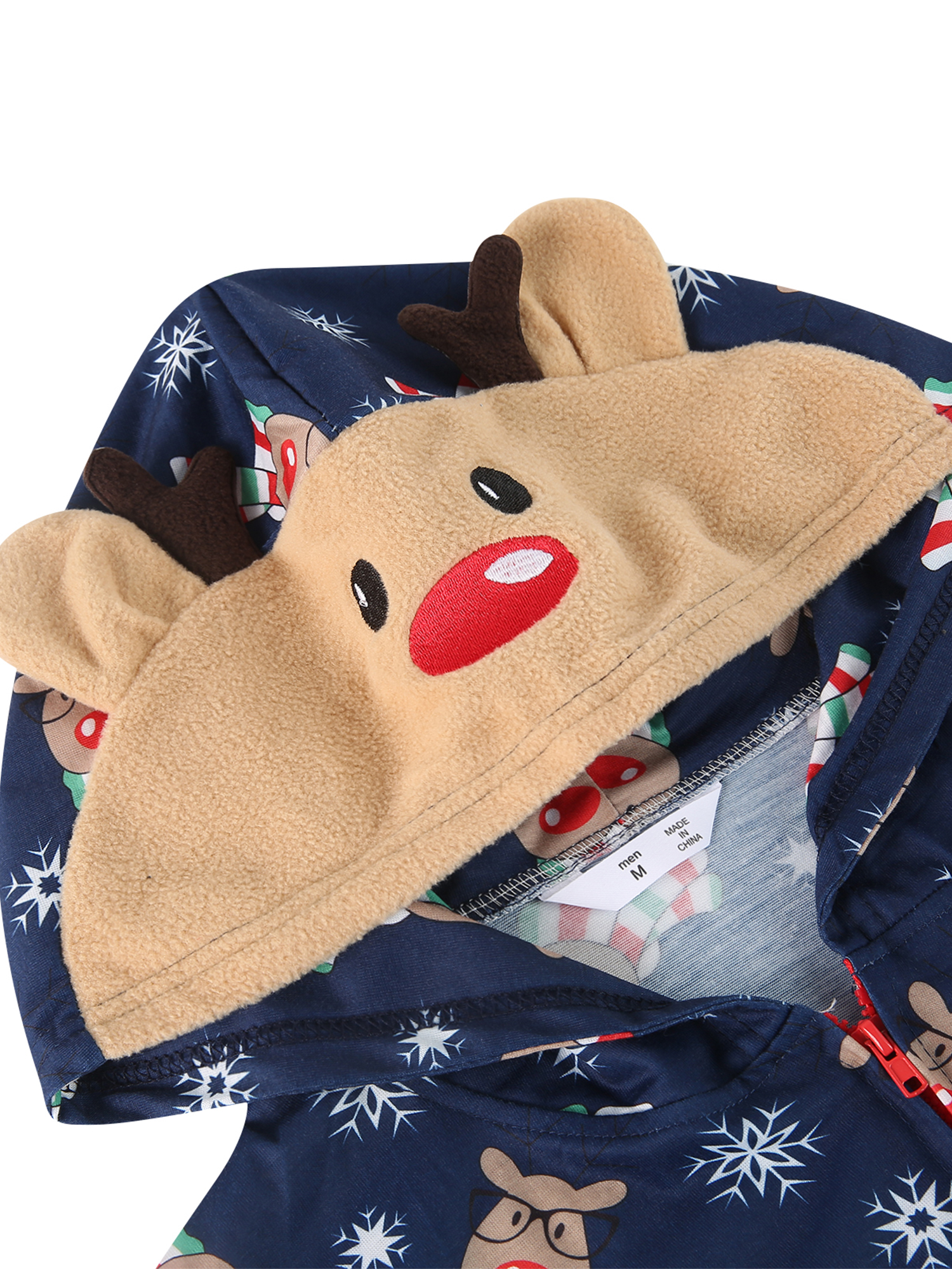 Shuttle tree Family Christmas Matching Pajamas Cartoon Deer Hooded Onesies Xmas One-Pieces Sleepwear Adult Kids Baby - image 4 of 7