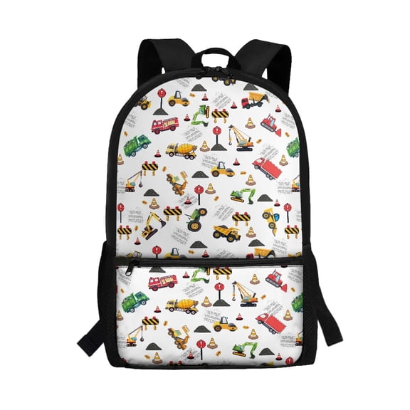 Uourmeti Construction Vehicles Backpack for Adults, 17 Inch Spacious Interior Independent Compartment School Backpack for Travel Daily Use