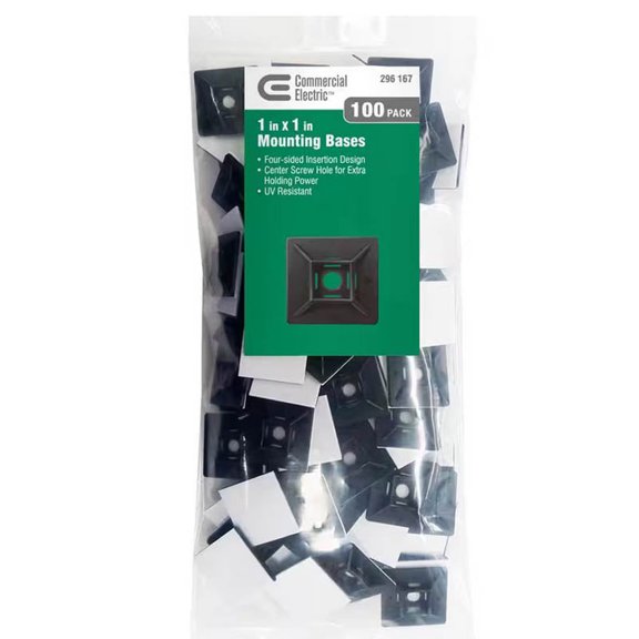 296167 - CABLE TIE MOUNT BLK 25X25MM  (100 pcs/pkg)