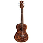 Luna UKE PCE C Love Music Peace Concert Ukulele w/ Gigbag, Pau Ferro
