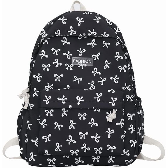 HMSHA Cute Bows Backpack Coquette Aesthetic Backpack for Women Preppy Kawaii Backpack Nylon Laptop Bag Travel Backpack
