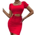 thumbnail image 1 of Cut Out Waist Dress, Hip Wrap Women Short Dress Breathable For Daily Wear ANGGREK Otros, 1 of 7