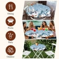 thumbnail image 7 of Blue Grey Christmas Round Tablecloth, Fitted Table Cover with Elastic for 55"-60" Round Tables, Snowman Xmas Tree Snowflake Winter Table Cloth Outdoor Indoor Dinning Party Waterproof Tablecloths, 7 of 7
