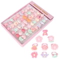 thumbnail image 3 of 50pcs Fashion Cartoon Rings Open Adjustable Finger Ring Jewelry Toys for Kids Girls (Frosted Flower), 3 of 9