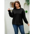 thumbnail image 4 of JYLFC Women Oversized Pullover Sweatshirt Crewneck Side Split Fleece Fall Fashion Long Sleeve Shirts Black 4XL, 4 of 5