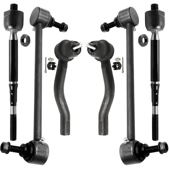Detroit Axle - Front Inner and Outer Tie Rod Ends Sway Bar Links Replacement for 2012-2019 Nissan Micra Versa Note - 6pc Set