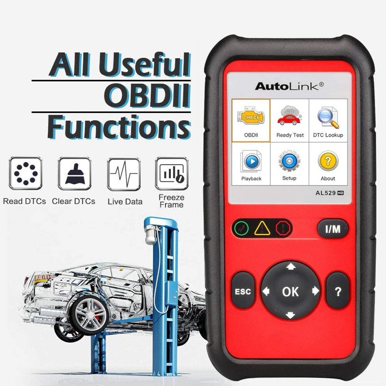 Autel AutoLink AL529HD OBD2 Scanner Code Reader With Screen Wiper Heavy  Duty Truck AutoVIN Read/Erase DTCs O2 Monitor Test I/M Readiness Check Live 