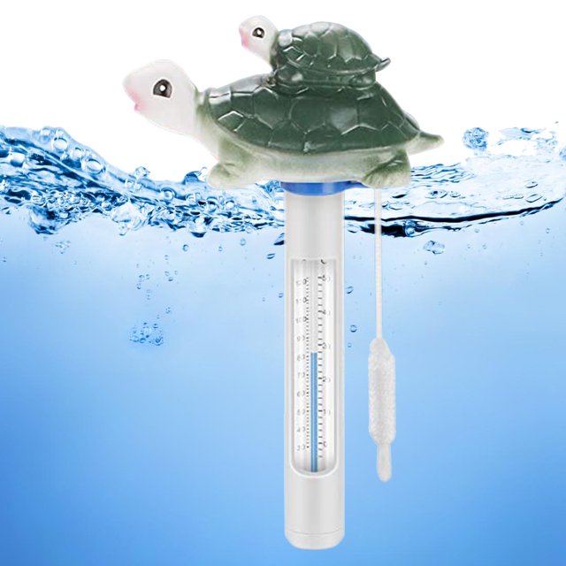 Muyoka Termómetro de piscina Boya flotante Termómetro de piscina con gran pantalla de lectura EZ Estilo de dibujos animados Temperatura del agua Tubo de ensayo Fahrenheit y Celsius Compatible para pis Muyoka Hogar