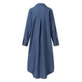 thumbnail image 3 of MAWCLOS Women V Neck Shirt Dress Loose Fall Maxi Dresses Button Down Lapel Collar Baggy Dress Dark Blue M, 3 of 7