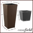 thumbnail image 4 of Casafield (Set of 2) All-Weather Outdoor Planters with Liners - Espresso, Tall Tapered Plant Boxes with Flower Pots for Front Porch, Patio, Garden, 4 of 8