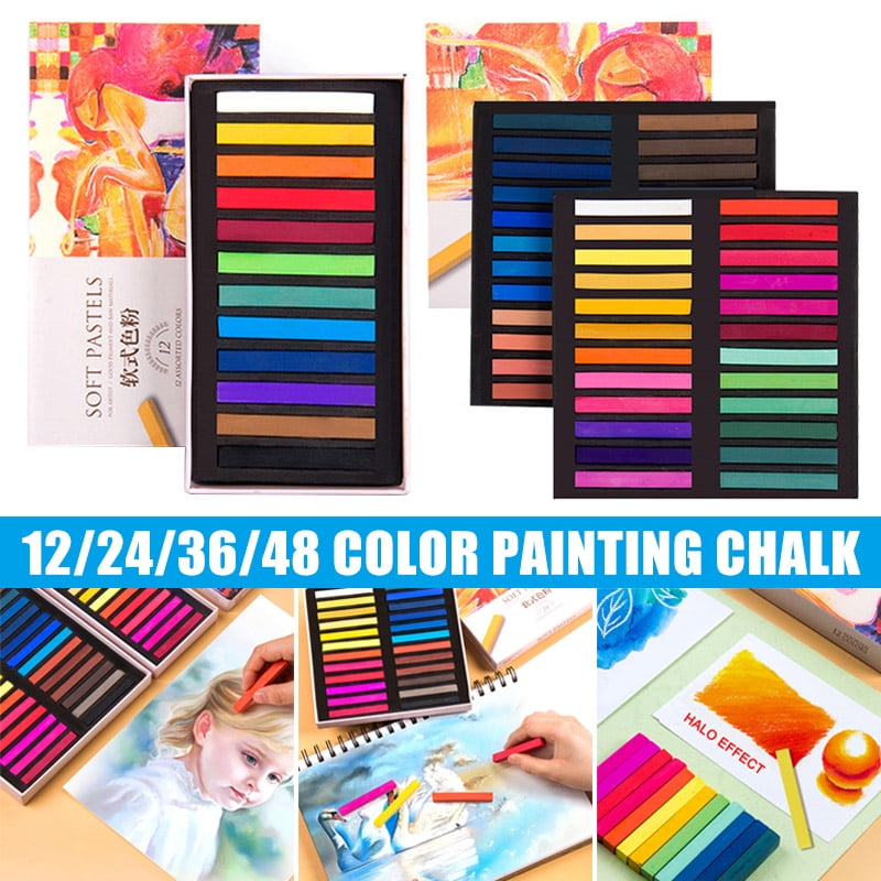 Crazywind Soft Pastel Set Square Pastels Chalks Square Artist Pastel Set Box of 12/24/36/48 Assorted Colors 