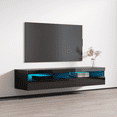 thumbnail image 2 of Fly Type-35 Floating TV Stand for TVs up to 70", Modern High Gloss 63" Entertainment Center, Wall Mounted TV Media Console with Storage Cabinets and LED Lights, 2 of 5