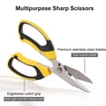 thumbnail image 4 of Jonce 8 Inch Heavy Duty Scissors, Ultra Sharp Serrated Stainless Steel Shears with Protective Cover, for Cutting Cardboard, Fabric, Wire, Packaging, Crafting, Office Workshop Use, Yellow, 4 of 10