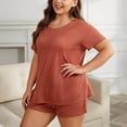 thumbnail image 3 of AherBiu 2 Piece Short Pajamas Sets for Women Plus Size Short Sleeve Tops Shorts Lounge Set Comfy Sleepwear, 3 of 5