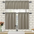 thumbnail image 2 of HA-EMORE Kitchen Valance Curtains for Windows Weave Waterproof Window Valances for Bathroom, 210GSM Thicken Fabric Rod Pocket Tailored Short Valance Cafe Curtains, 2 of 7