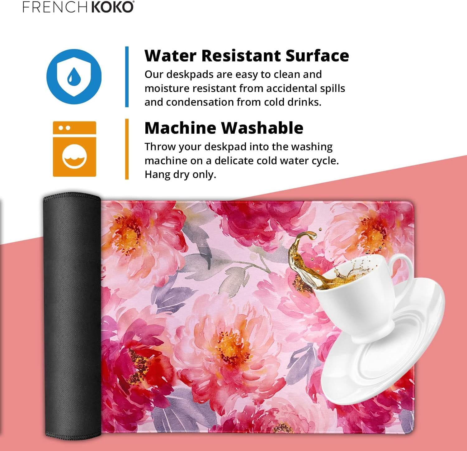 Large Mouse Pad Desk Mat Keyboard Pad Desktop Office School Essentials Decor Big Extended Laptop Protector Computer Accessories Pretty Mousepad Women Girls Watercolor Flower XL 36" x 16.5"
