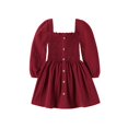 thumbnail image 1 of Vestido Happy Town para niña pequeña, manga larga, algodón, rojo 2-3T, 1 of 7