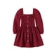 thumbnail image 1 of Vestido Happy Town para niña pequeña, manga larga, algodón, rojo 2-3T, 1 of 7