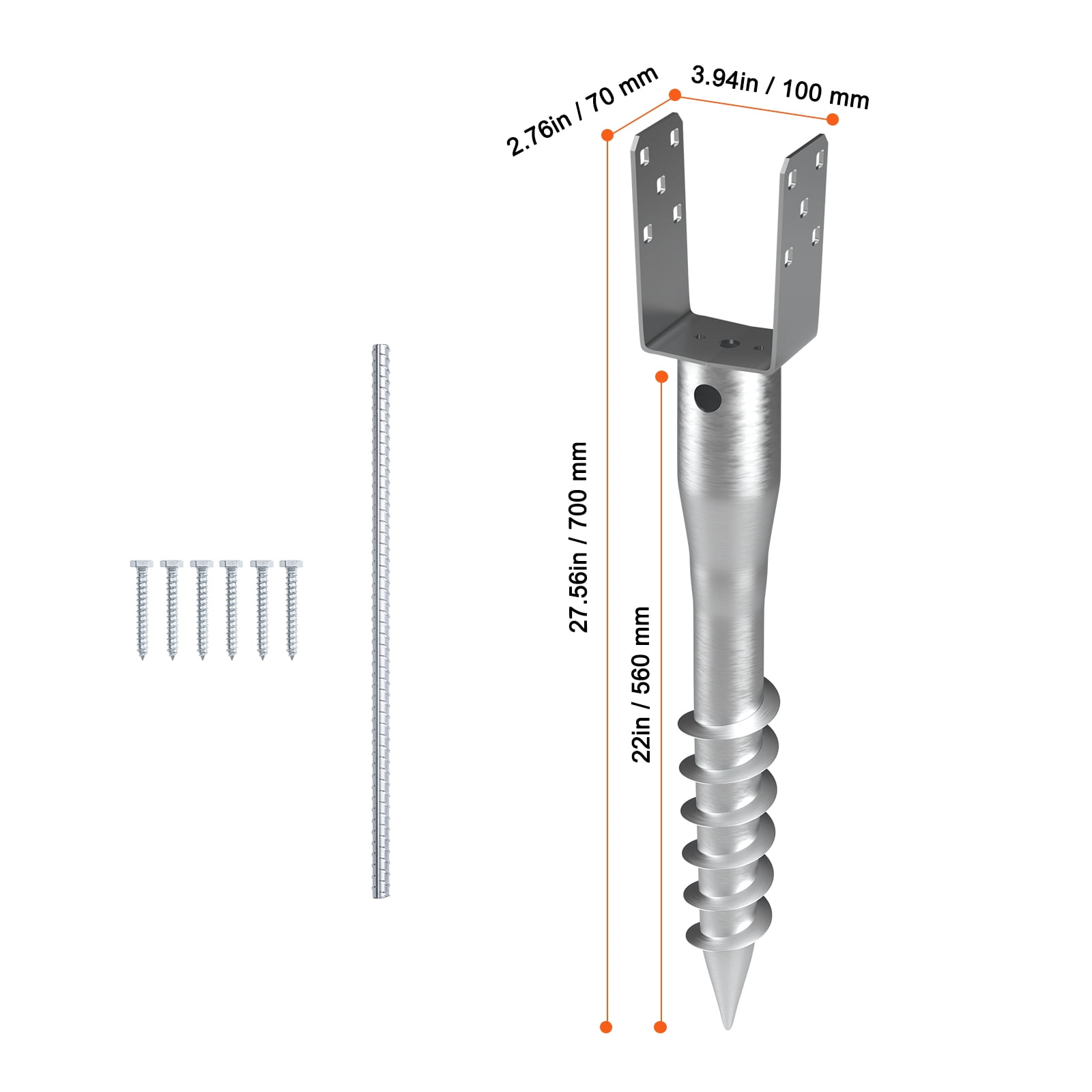 KFFKFF 1 Pack 3.94 x 2.76 x 27.56 in No Dig Ground Anchor DIY Screw in Post Stake