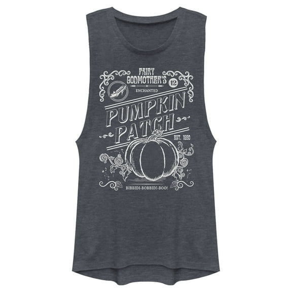 Junior's Cinderella Cinderella Enchanted Pumpkin Patch  Festival Muscle Graphic Tee Denim Blue Heather Large