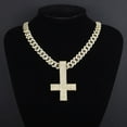 thumbnail image 2 of Original designed men's and women's cross necklace, exaggerated full diamond luxury inverted cross pendant, luxurious 19K gold-plated men's and women's accessories Cuban necklace, 2 of 11
