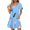 Sky Blue, variant on GaThRRgYP Side Ruched Round Neck Dress-Curvy Girl Approved,Women's Fashion Summer Print Short-sleeved V-neck Casual Dress Navy S
