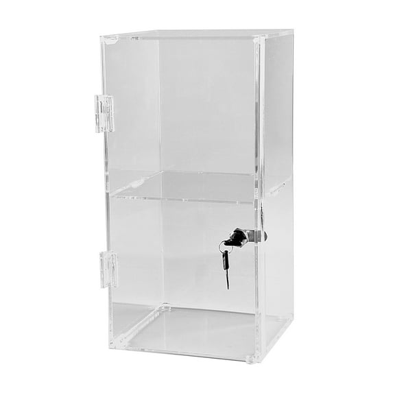 Locking Display Case 12"H x 6" x 6" with 1 Shelf | Acrylic Case with Shelf | Retail Acrylic Locking Cabinet | Countertop or Tabletop Acrylic Case for Collectibles