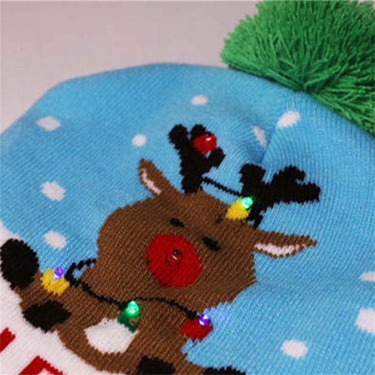 Xfvqtps Toddler Christmas Beanie with LED Lights Knit  display picture 3