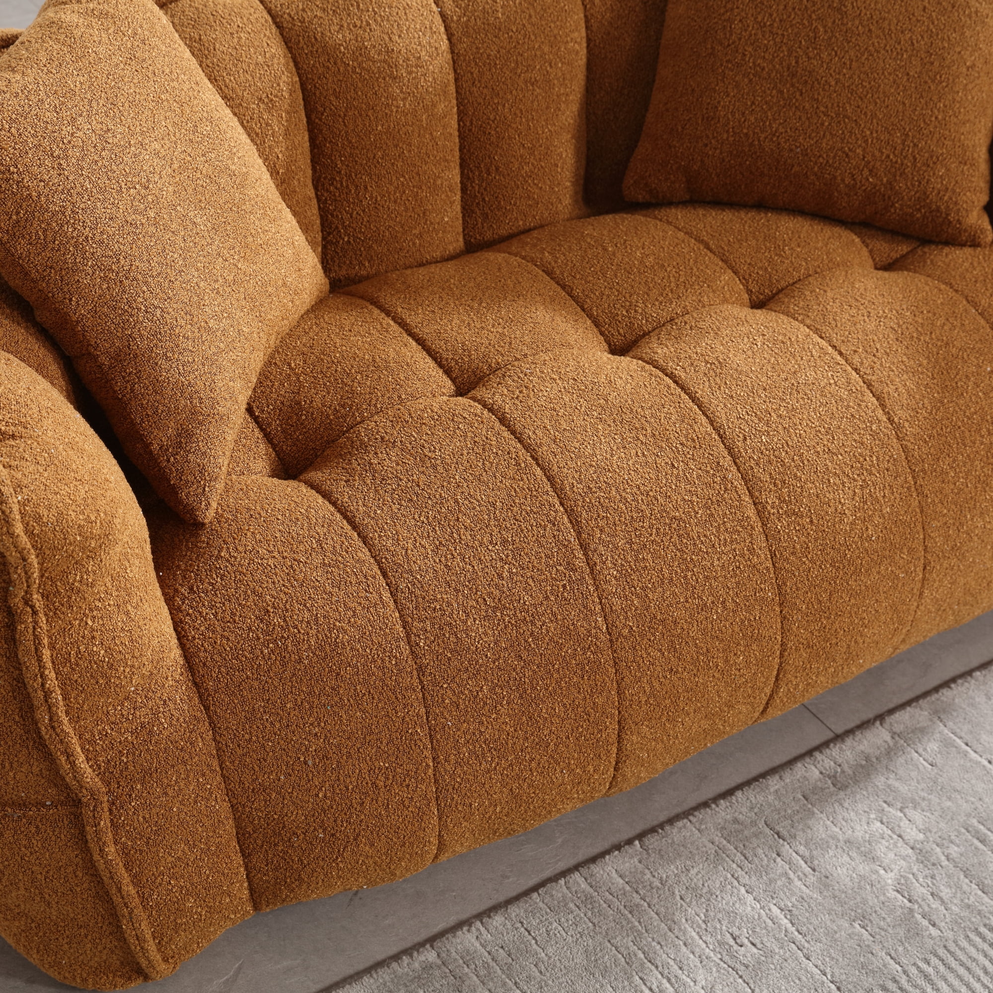 Aukfa 65" Compressed Loveseat Sofa for Living Room,No Assembly Required, 2 Pillow, Chenille, Orange