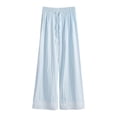 thumbnail image 4 of Gtoiithly Women's Pants Flowy Wide Leg Pants With Lace Trim Comfortable Stretchy High Waist Bottoms Cute Womens Trousers Blue One Size, 4 of 4