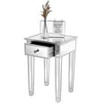 thumbnail image 3 of Mirrored Nightstand End Table Small Modern Bedside Table with Drawer for Bedroom Living Room, Silver, 3 of 7