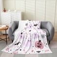 thumbnail image 2 of Happy Halloween Throw Blanket Cute Watercolor Purple Ghost Flannel Blanket for Kids Boys Girls Teens Cartoon Bat Spider Pumpkin Flowers Fleece Blanket for Couch Bedroom Baby 30x40, 2 of 6