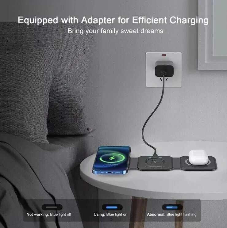 CIRCLE- 3 In 1 Portable Magnetic Wireless Charger For Iphone/ Iwatch /Airpods 2,3,Pro