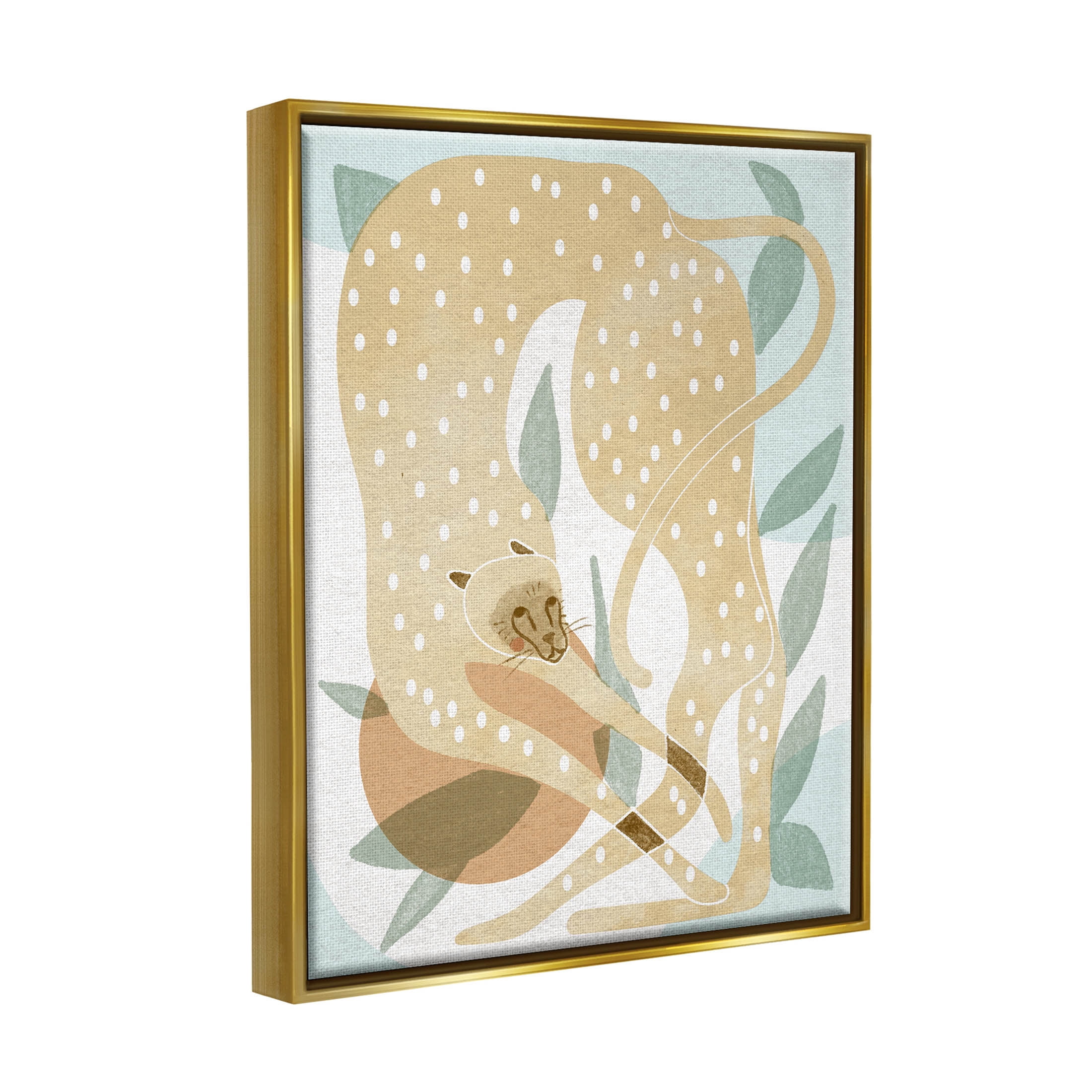Cheetah Jungle Contemporary Shapes Animals & Insects Graphic Art Metallic Gold Framed Art Print Wall Art