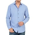 thumbnail image 2 of Demotime Men's Gingham Button Down Stretch Business Casual Blouse L Blue Plaid, 2 of 5