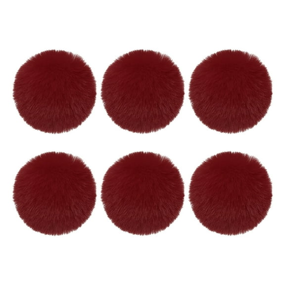 Uxcell Faux Fur Pom Poms for Hats, 6 Pcs Fluffy Soft Fur Poms Balls with Elastic Loop for Keychain Knitting Hats DIY Scarves Gloves Bag Christmas, Burgundy