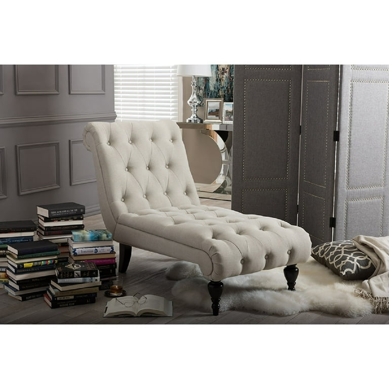 Baxton Studio Layla Mid-century Modern Light Beige Fabric Upholstered Button-tufted Chaise Lounge Baxton Studio Layla Mid-century Modern Light Beige Fabric Upholstered Button-tufted Chaise Lounge