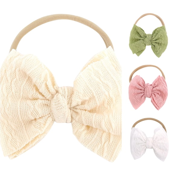 UJNDER Toddler Baby Girls Solid Bow Hairband Headwear Nylon Elastic Soft Cute Daily Accessory Baby Girl Headbands,Beige,One Size