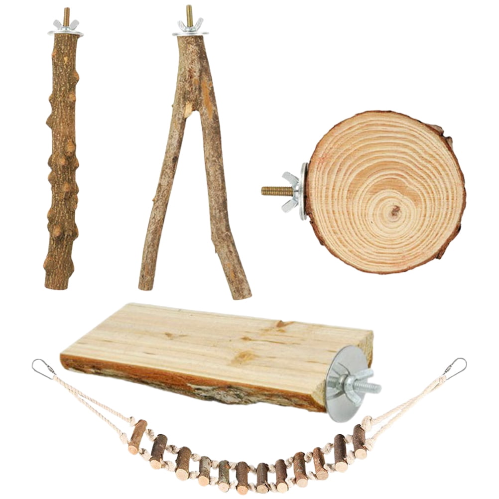 5pcs Bird Cage Perches Wood Parrot Perch Toys Bird Standing Sticks