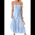 thumbnail image 2 of Vestido de Verano para Mujer, Estilo Bohemio, Informal, con Espalda Descubierta, Bandeau, Volantes y , para Playa Azul S, 2 of 10