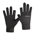 thumbnail image 3 of Guantes de invierno para hombre, cálidos, impermeables, térmicos, con pantalla táctil y resistentes al viento. Negro Mostrar 2 Dedos, 3 of 9