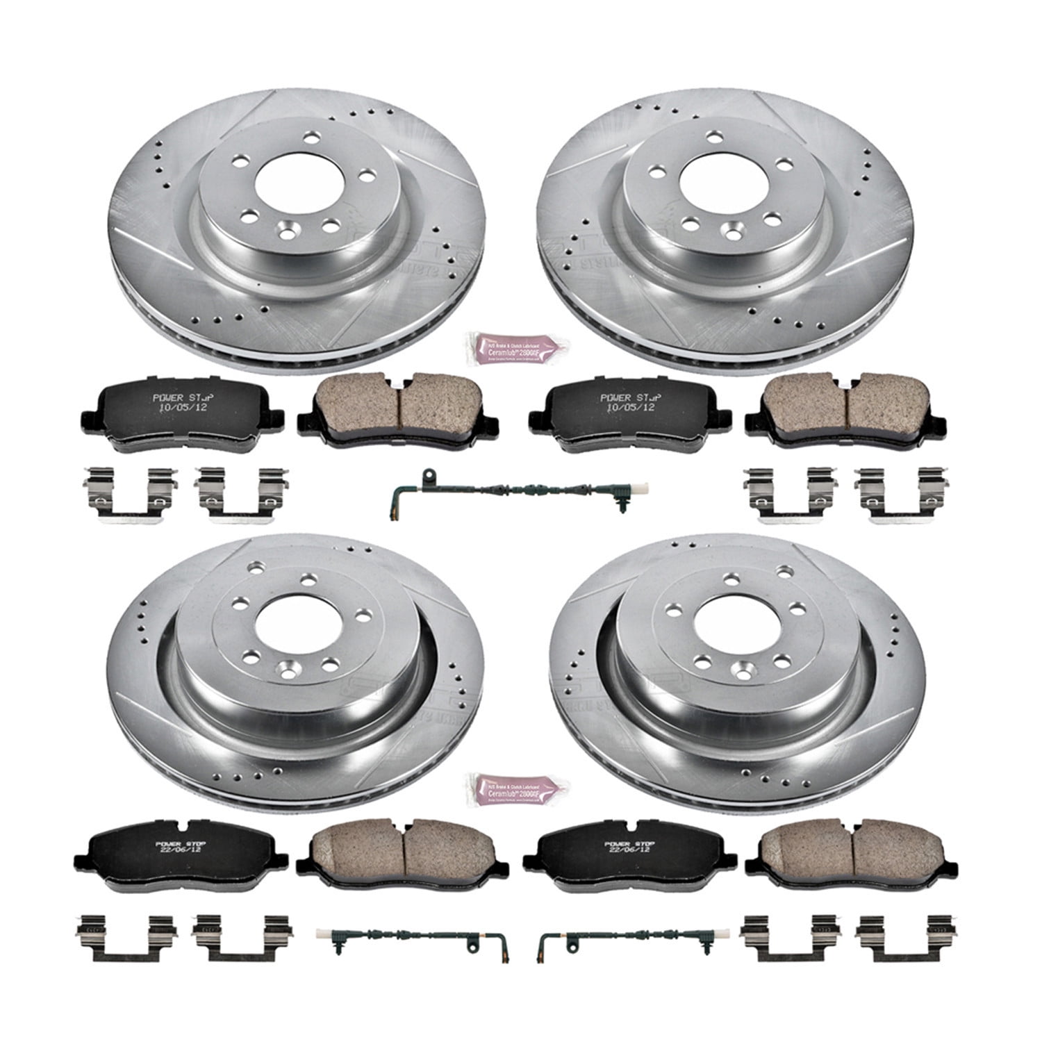PowerStop Front and Rear Z23 Evolution Sport Carbon-Fiber Ceramic Brake Pad and Drilled & Slotted Rotor Kit Fits: LAND ROVER Select Models K6048