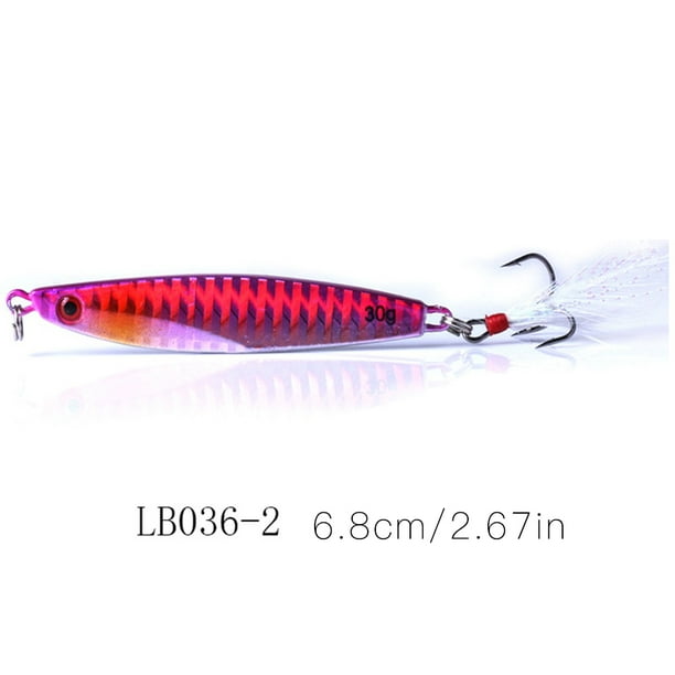 5pcs Metal Plate Lure Bait with Claw Hook Baitcasting Fishing 3D Eyes Jig Bait  Fishing Tackle, 30g Workhe 
