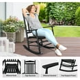 thumbnail image 3 of VINGLI Wood Rocking Chair Outdoor with 450 lbs Support Relaxing Rocker Solid Wood High Back Seat Reclining Seat for Deck, Garden, Backyard, Porch, Indoor or Outdoor Use, Black, 3 of 7
