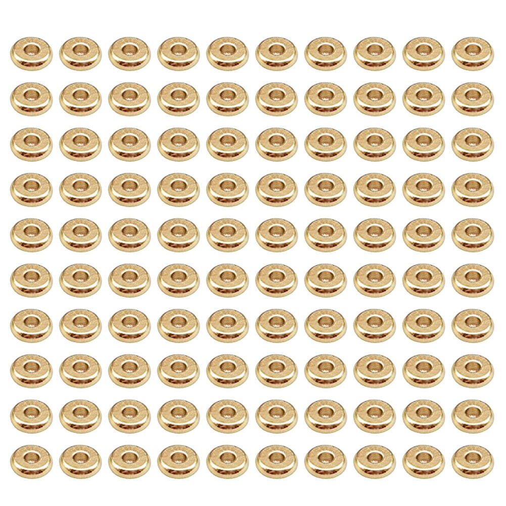 US 100-200Pc Heishi Beads 6mm Long-Lasting Disc Brass Rondelle Spacer Beads Pale