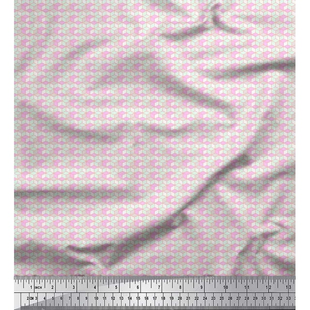 Soimoi Georgette Viscose Fabric Geometric Cube Shirting Decor Fabric Printed Yard 42 Inch Wide