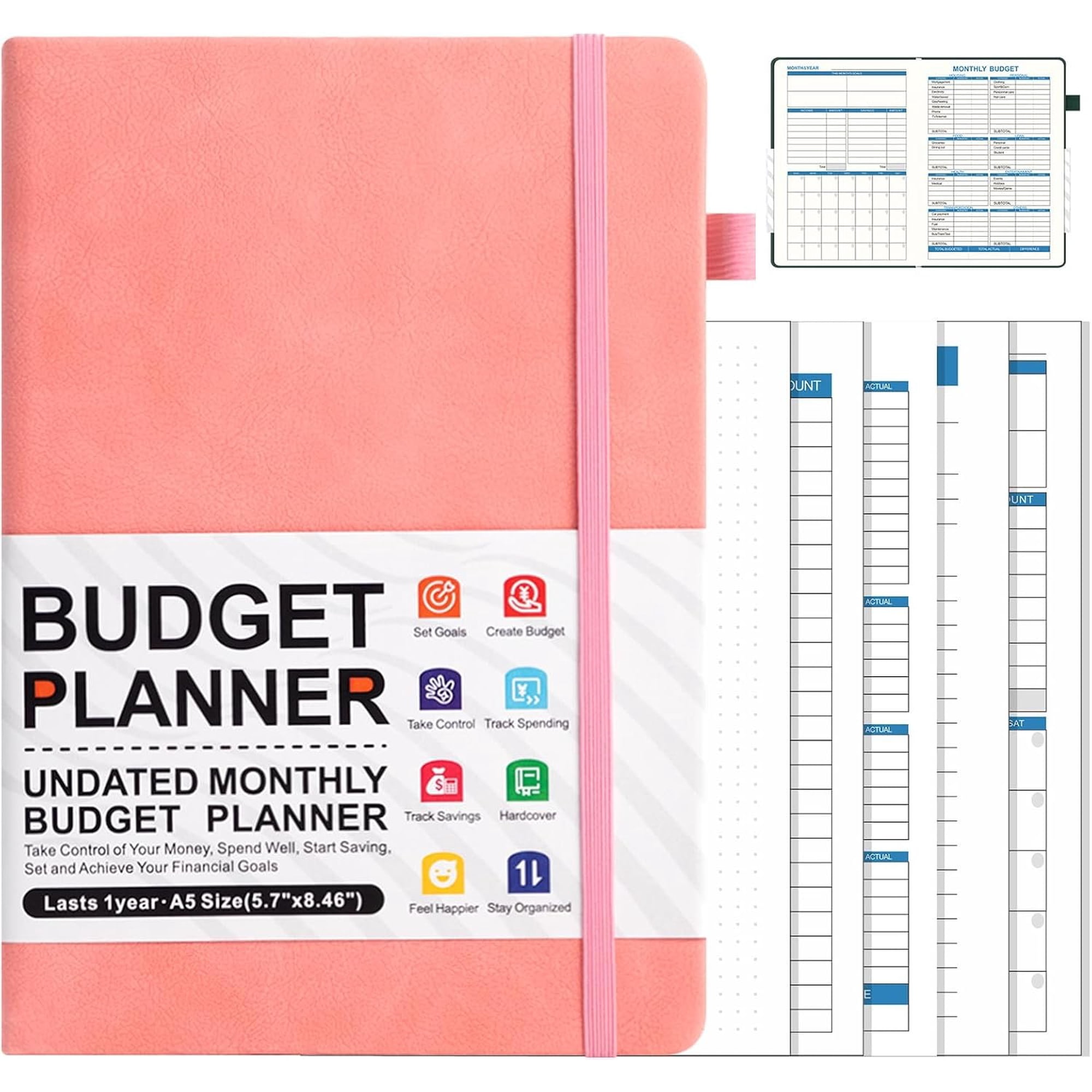 A5 Undated Monthly Budget Book to Take Control of Your | 12-Month Expense Notebook, Finance Organizer to Take Control of Your & Manage Finances Effectively