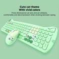 thumbnail image 2 of Combo de teclado y mouse inalámbrico Sincero retro con tema de gato lindo 2.4GHz 110 teclas redondas, 2 of 10