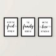 Bless The Food Before Us Family Wall Art Sign for Living Room, Kitchen, Dining Decor | Bible Verse Wall Art |New Home Housewarming Gift | Farmhouse Unframed Wall Art Print - 8.5 X 11 Inch (3 pcs)