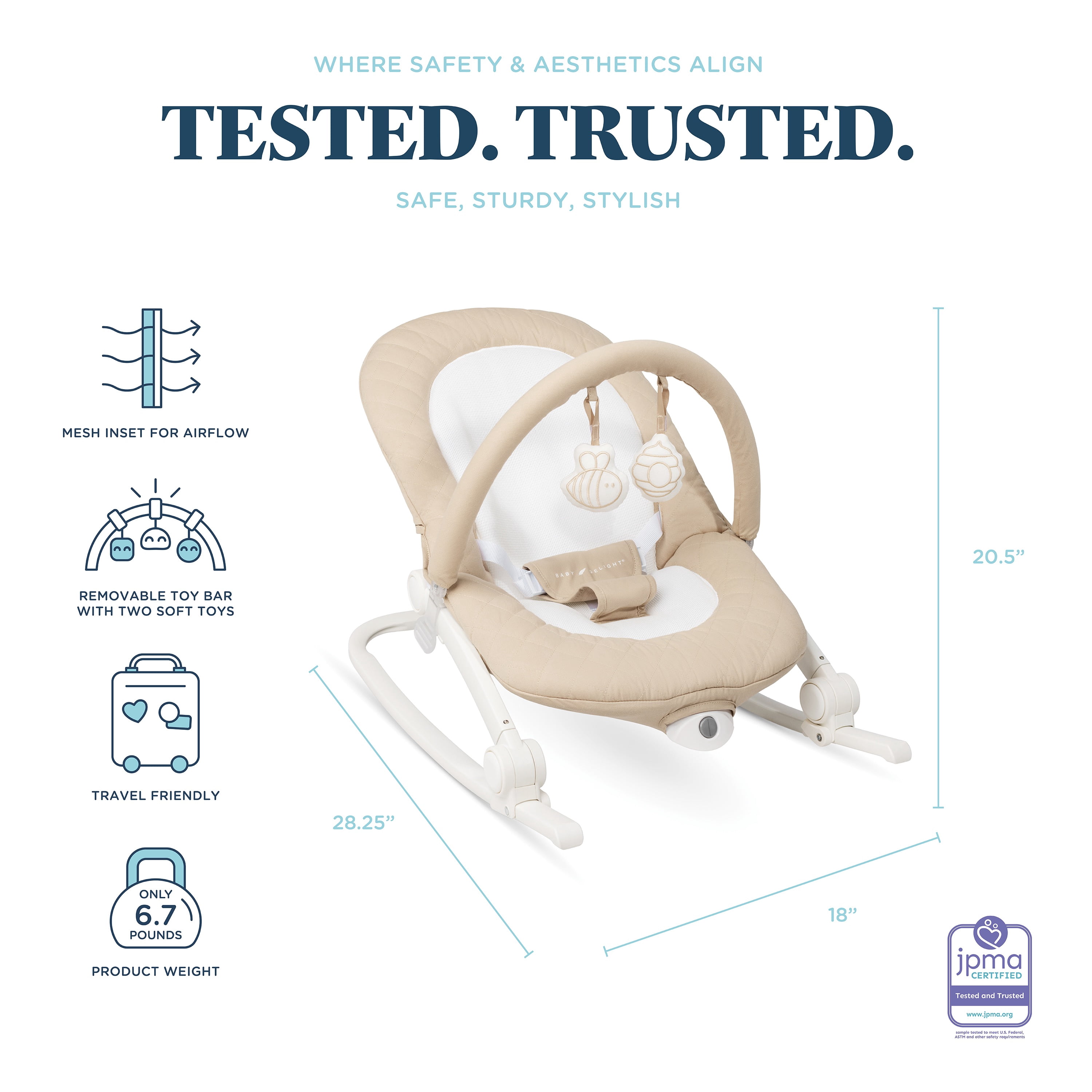 Baby Delight Aura Deluxe Portable Rocker, Organic Oat